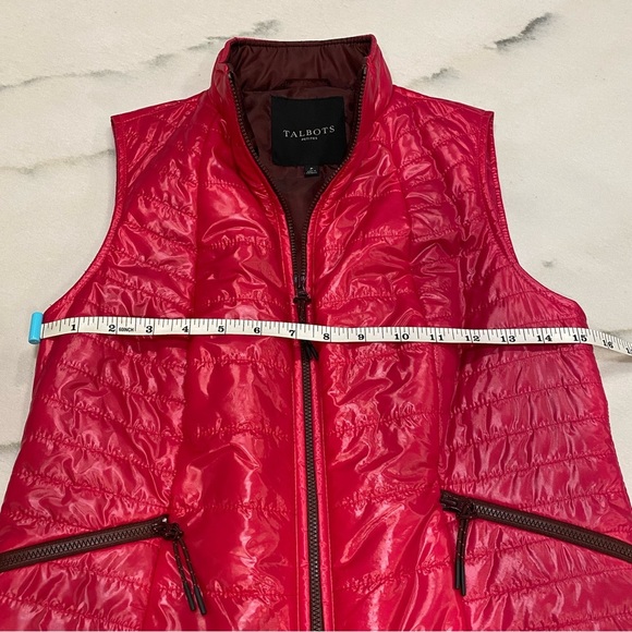 Talbots Vest Size XS Petite Pink Shiny Quilted Full Zip - Picture 6 of 13